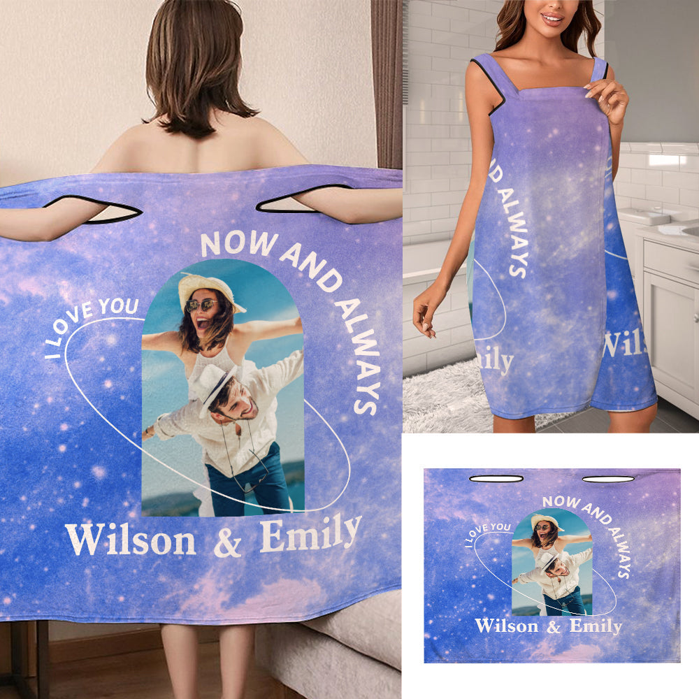 Custom Photo Wrap Towel Dress Starry Sky Bathrobe Bath Towel Wrap - MyFaceTshirt