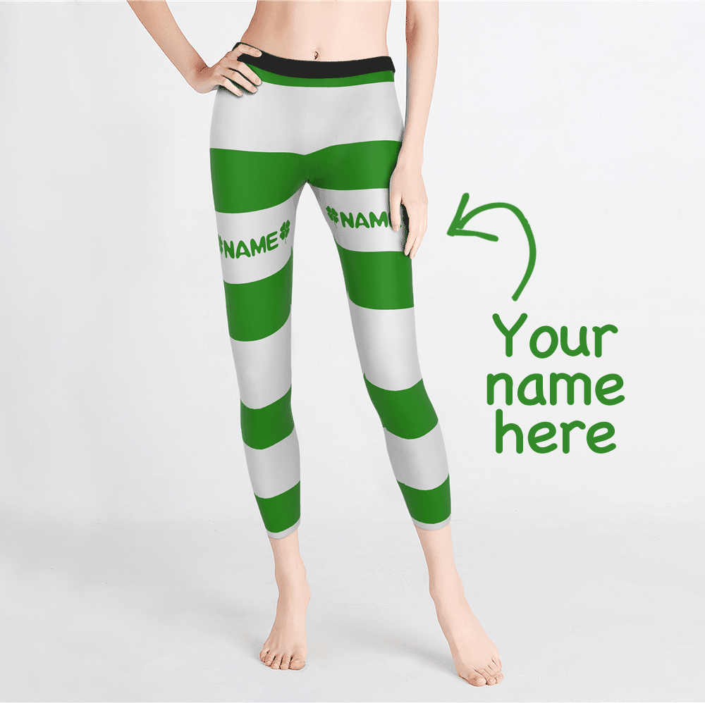Custom Name Four-leaf clover Leggings Personalized St.Patrick's Day Yoga Leggings