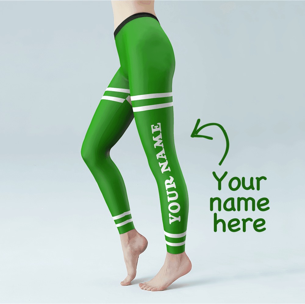 Custom Name Green Leggings Personalized St.Patrick's Day Yoga Leggings