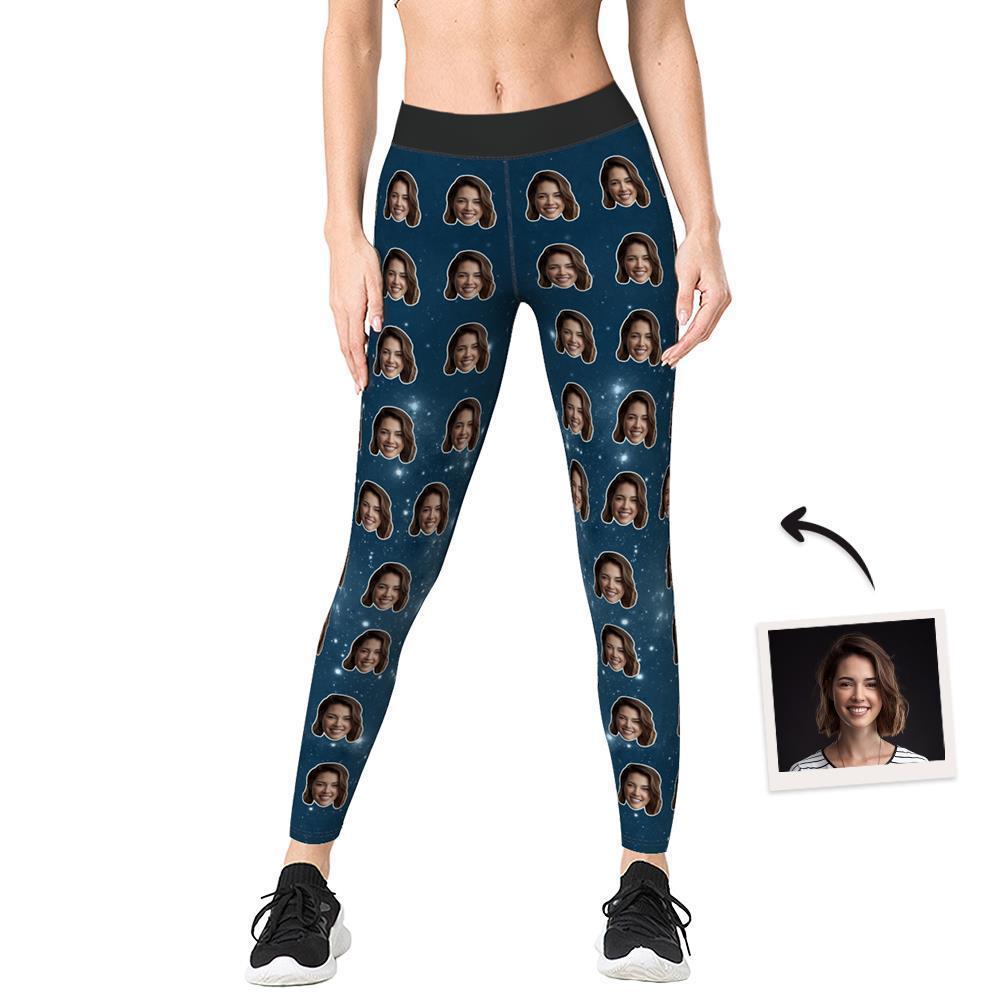 Custom Face Simple Star Leggings Personalized Low Rise Yoga Leggings