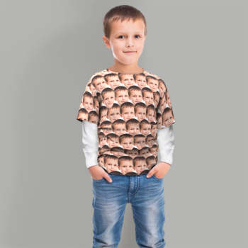 Custom T-shirt My Face All Over Print Tee Mash Face Kid's T-shirt for Gift