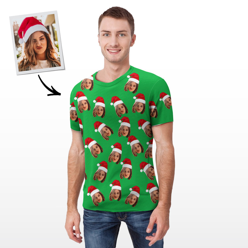 Custom My Face All Over Print Tee Personalized Face Shirt Men's T-shirt-Green