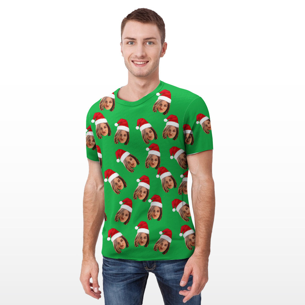 Custom My Face All Over Print Tee Personalized Face Shirt Men's T-shirt-Green