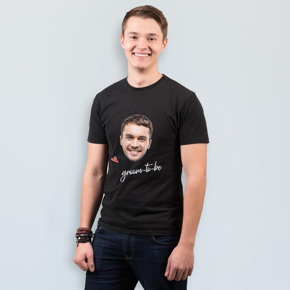 Custom Photo Name Man T-shirt For Wedding Bridegroom