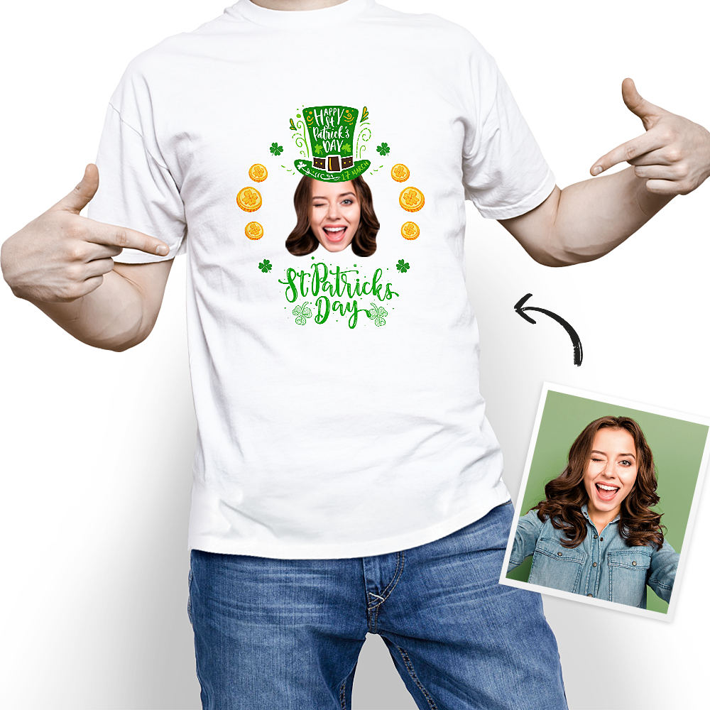 Custom My Face T-shirt Happy St. Patrick's Day Lucky Tee