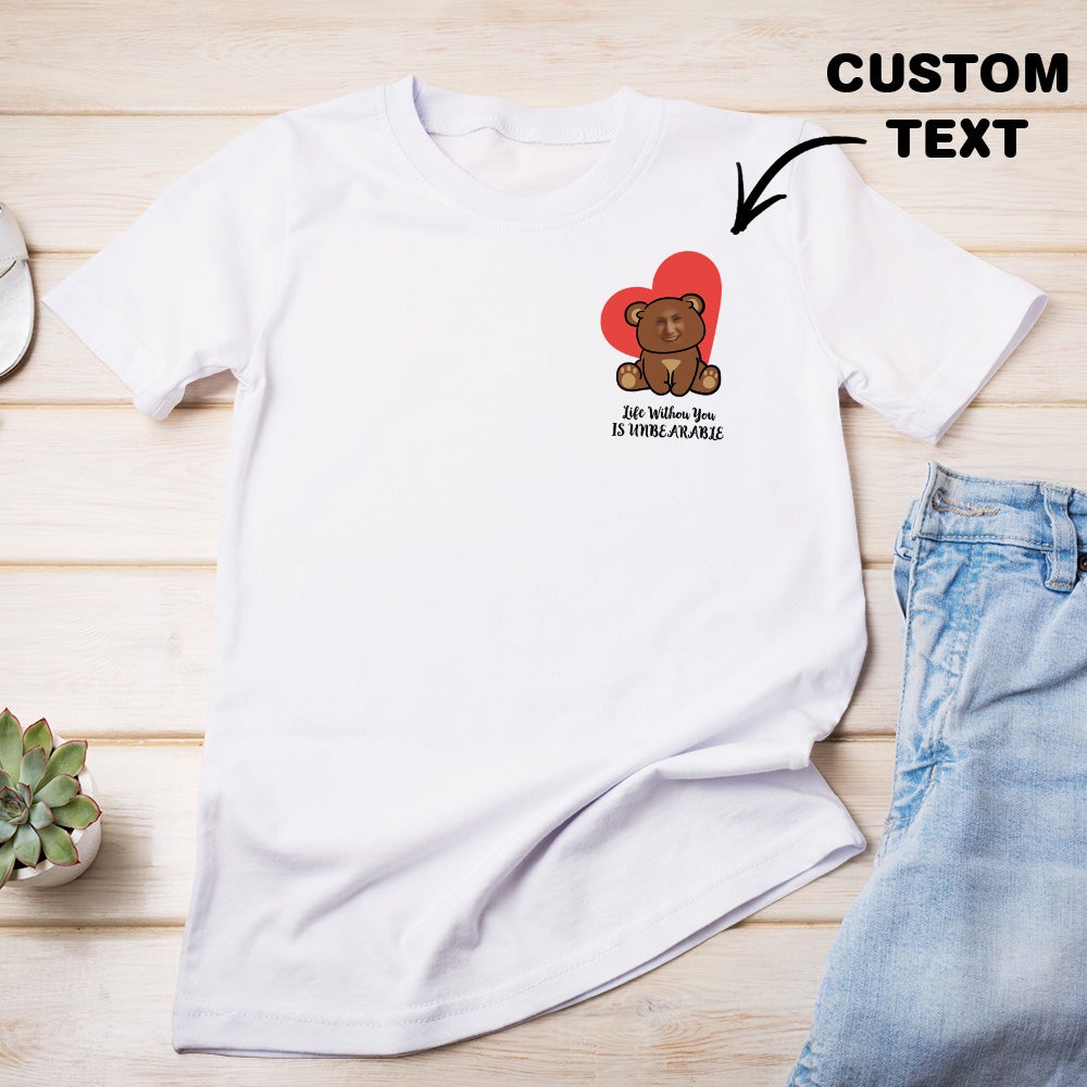 Custom Text Face T-shirt Personalized Creative Red Heart T-shirt for Couples