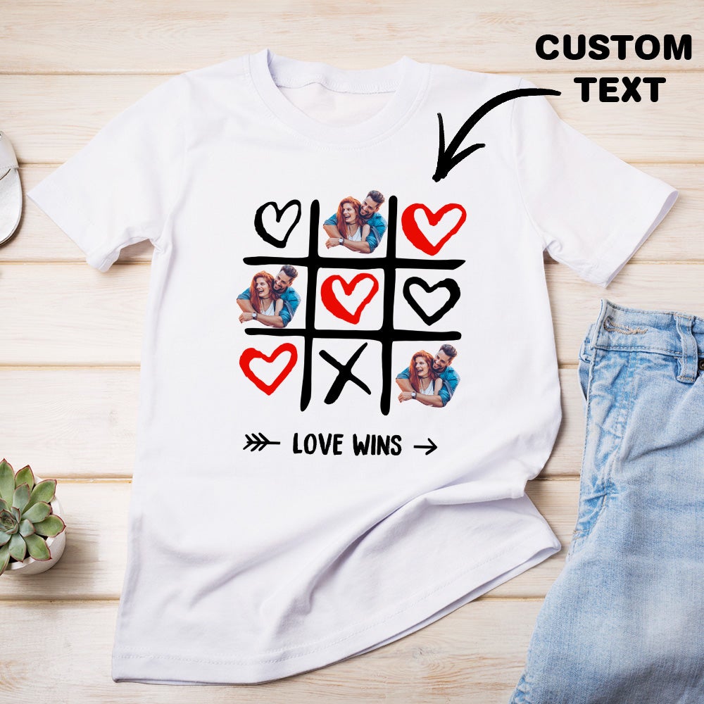 Custom Text Photo T-shirt Personalized Board Game T-shirt for Couples