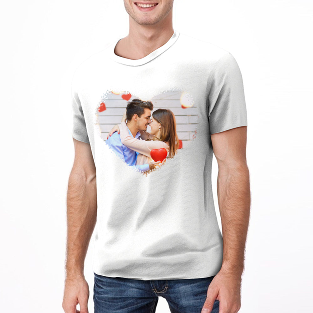 Personalized Heart Photo T-Shirt Personalized Shirt White Best Gift For Wedding To The Bride And Groom