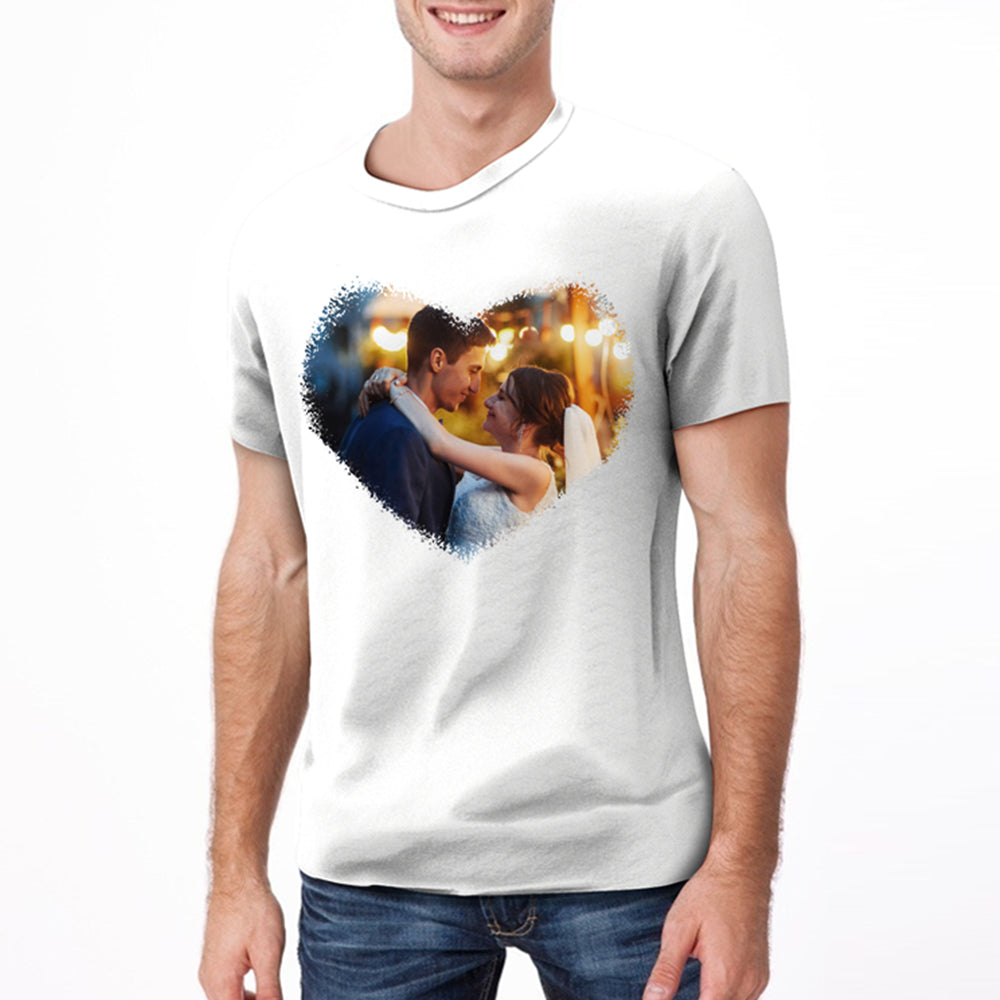 Personalized Heart Photo T-Shirt Personalized Shirt White Best Gift For Wedding To The Bride And Groom