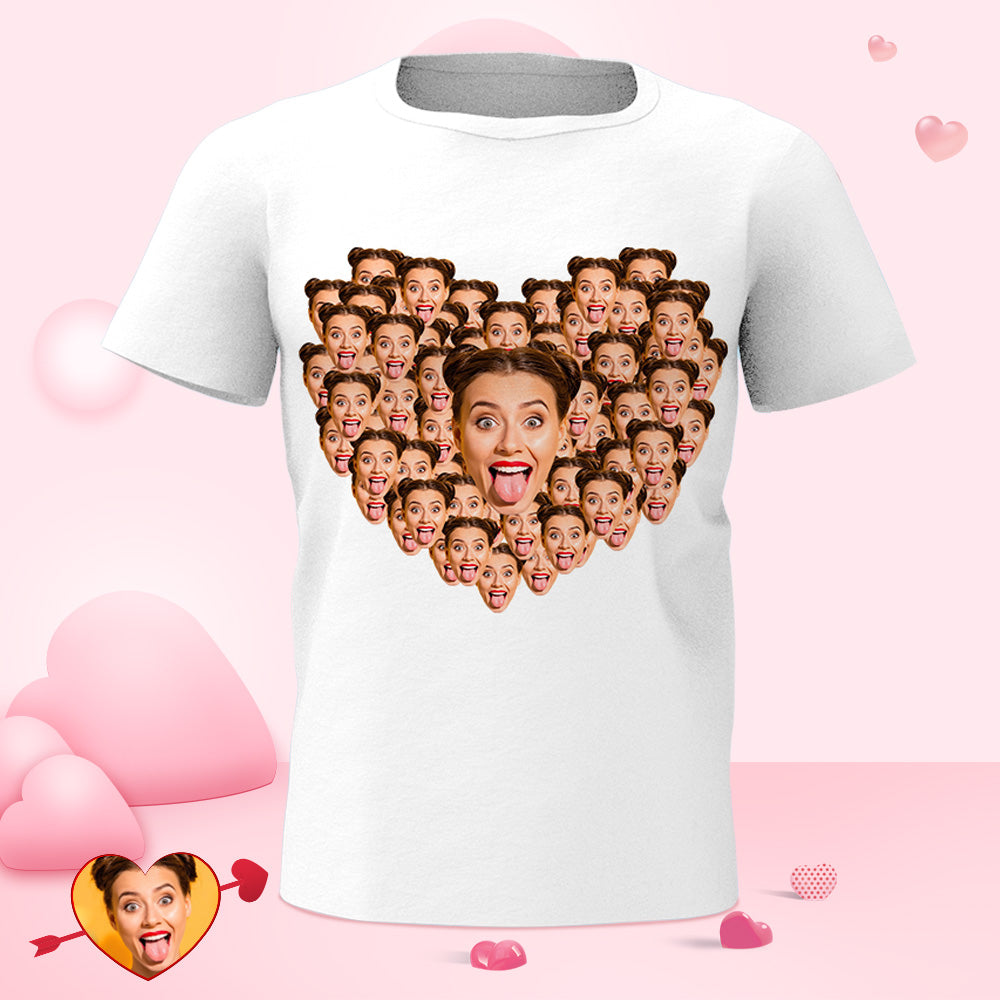 Valentine's Day Personalized Heart Face Mash T-Shirt Personalized Shirt White Best Gift