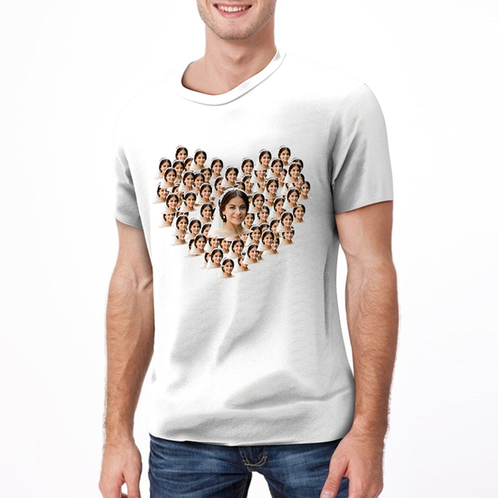 Personalized Heart Face Mash T-Shirt Personalized Shirt White Best Gift For Wedding