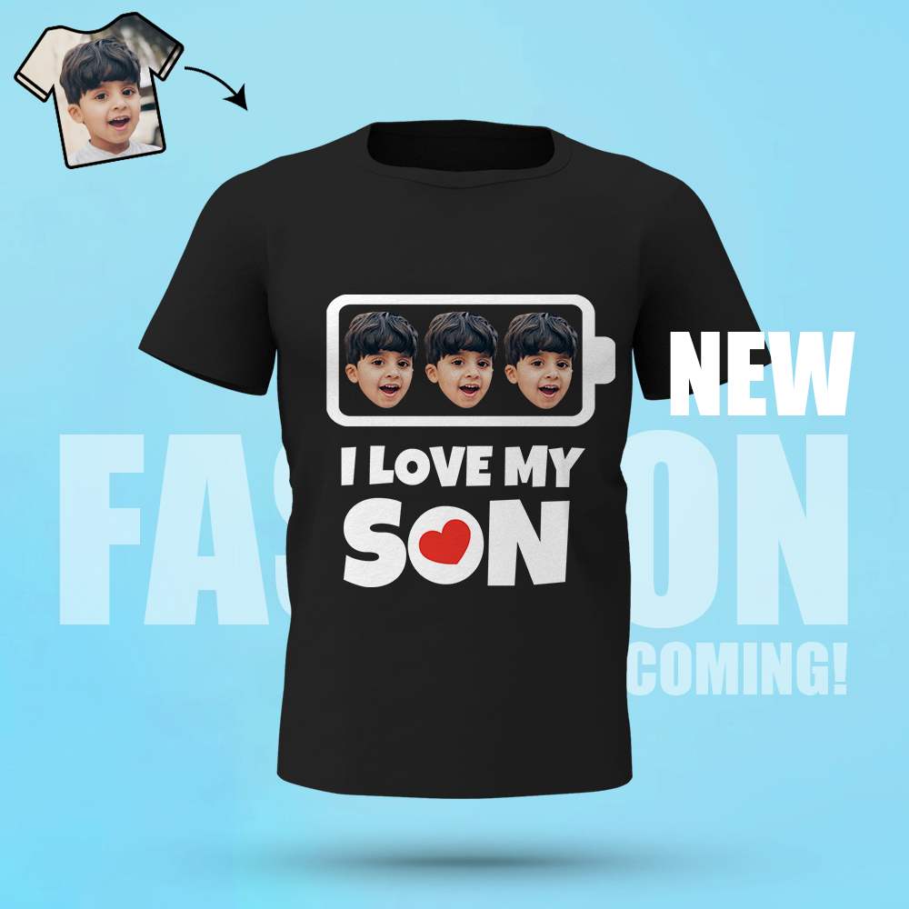 Personalized Face T-Shirt Personalized Shirt I Love My Son Black Best