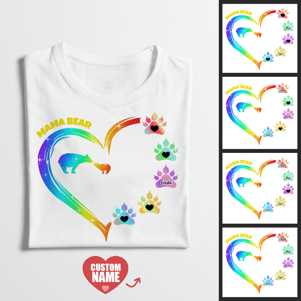Mother's Day Gift - Custom T-shirt 1-5 Text T-shirt MAMA BEAR White