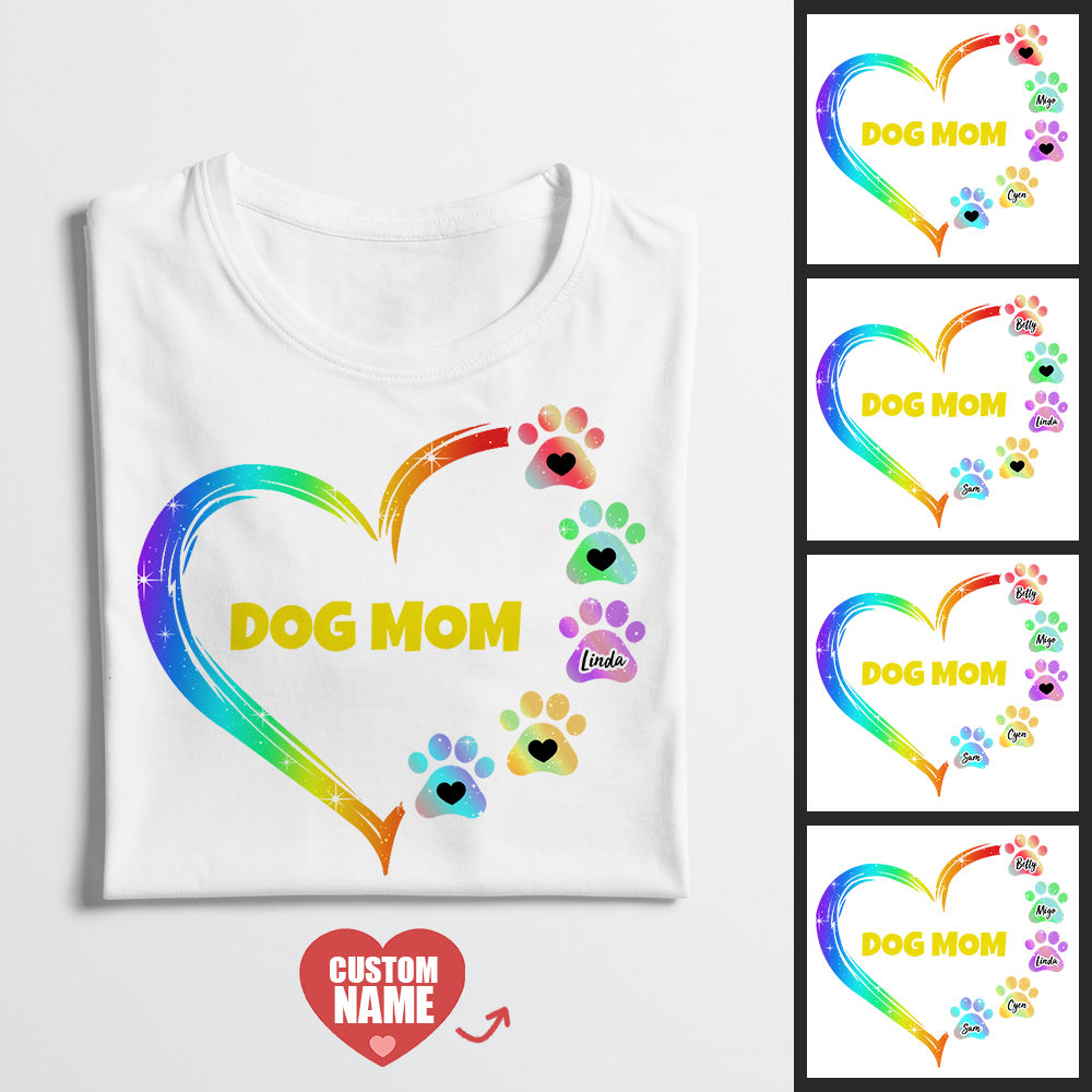 Mother's Day Gift - Custom T-shirt 1-5 Text T-shirt Dog Mom White