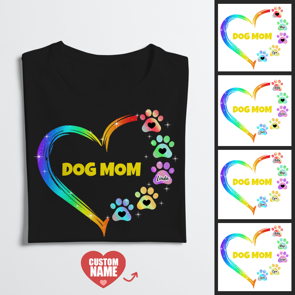 Mother's Day Gift - Custom T-shirt 1-5 Text T-shirt Dog Mom Black