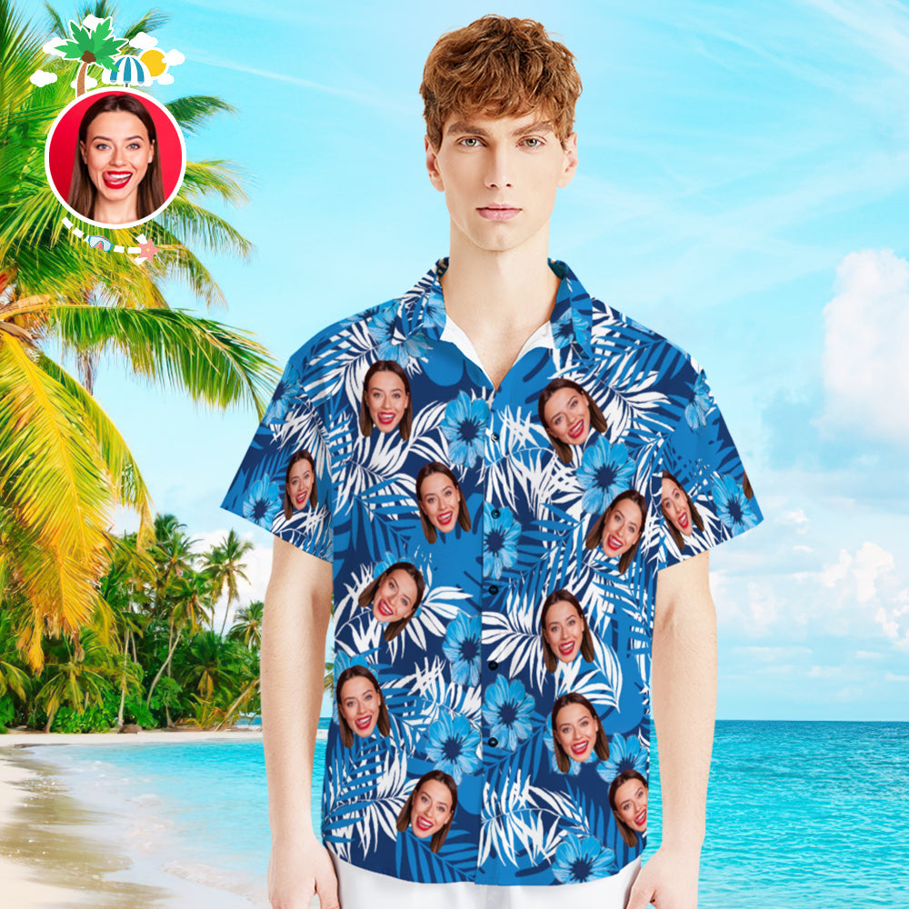 Custom Face Shirt Men's Hawaiian Shirt for Boyfriend or Husband For Him
