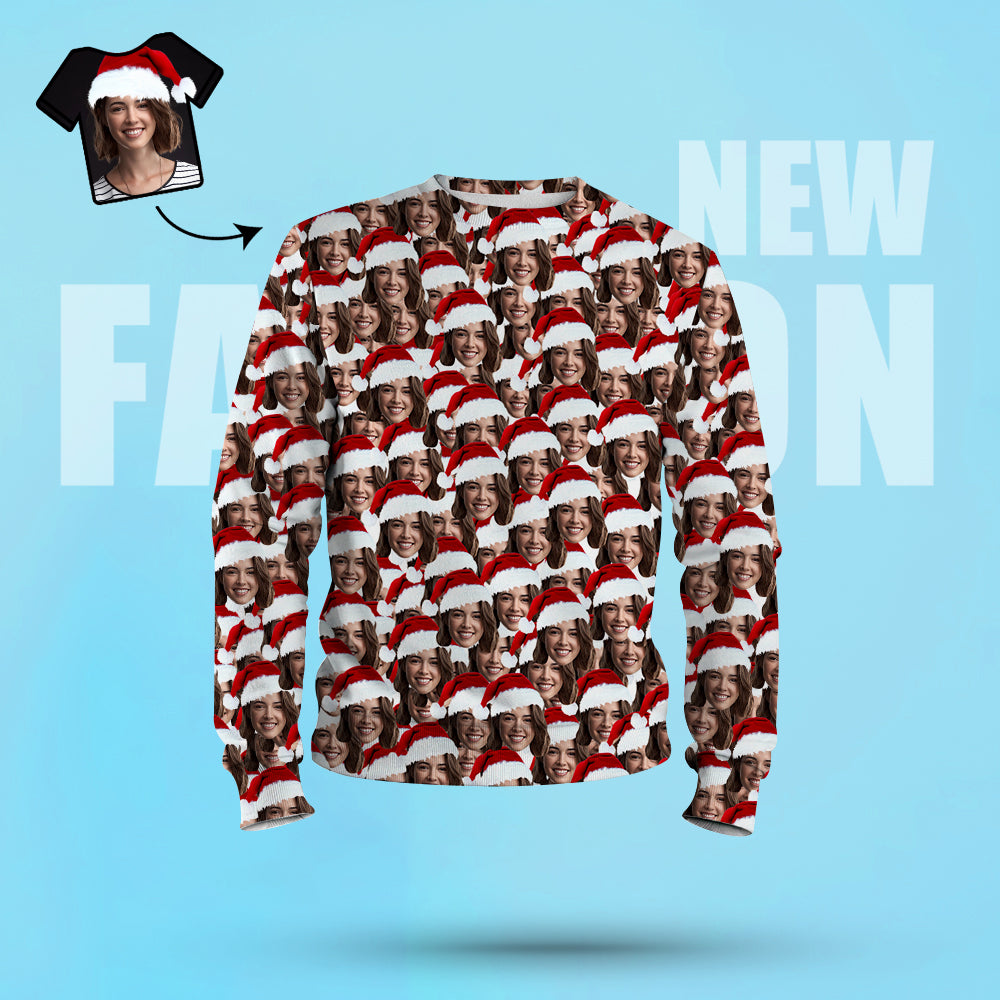 Christmas Gifts Custom Face Crewneck Sweatshirt Funny Personalized Top For Men or Women