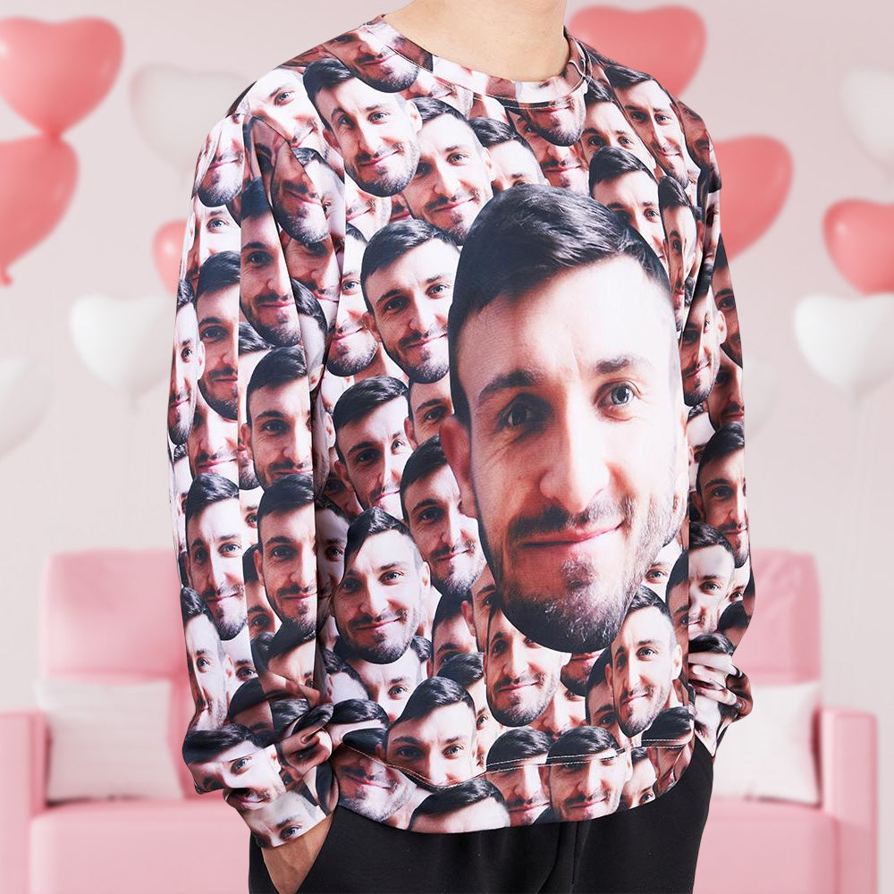 Valentine's Day Custom Face Crewneck Sweatshirt Personalized Sweatshirt for Couple