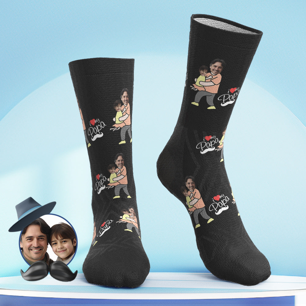 Custom Breathable Face Socks Personalized Soft Socks Gifts for Father - I Love My Papa