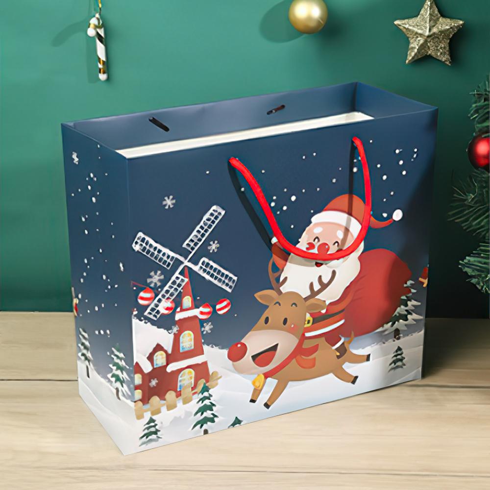 Christmas Wrapping Paper Bag Blue Christmas Gift Bag (11.81in*10.63in*4.72in)