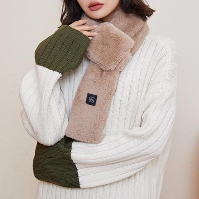 Heated Scarf USB Rechargeable Heated Scarf Faux Rabbit Fur Warm Scarfs for Winter Gifts - MyFaceTshirt