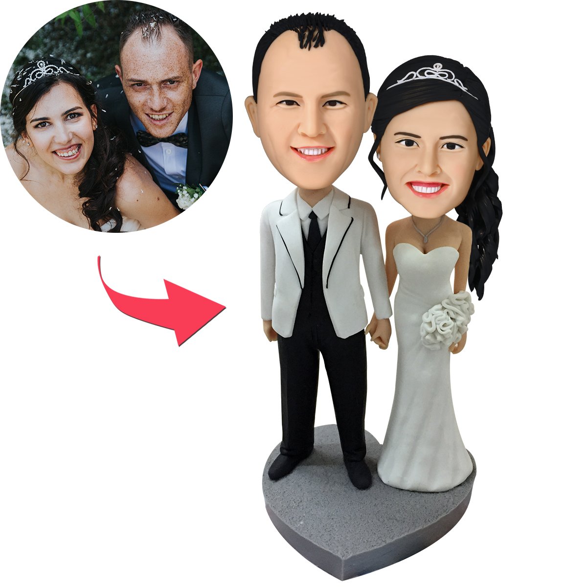 Sweet Wedding Custom Bobblehead With Engraved Text