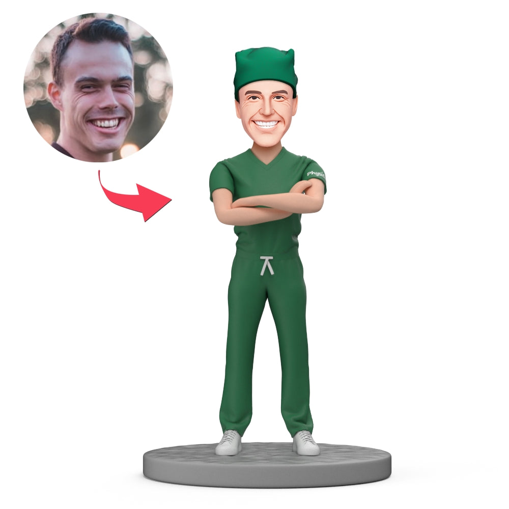 Custom Face Bobbleheads Physician Student in Surgical Gown