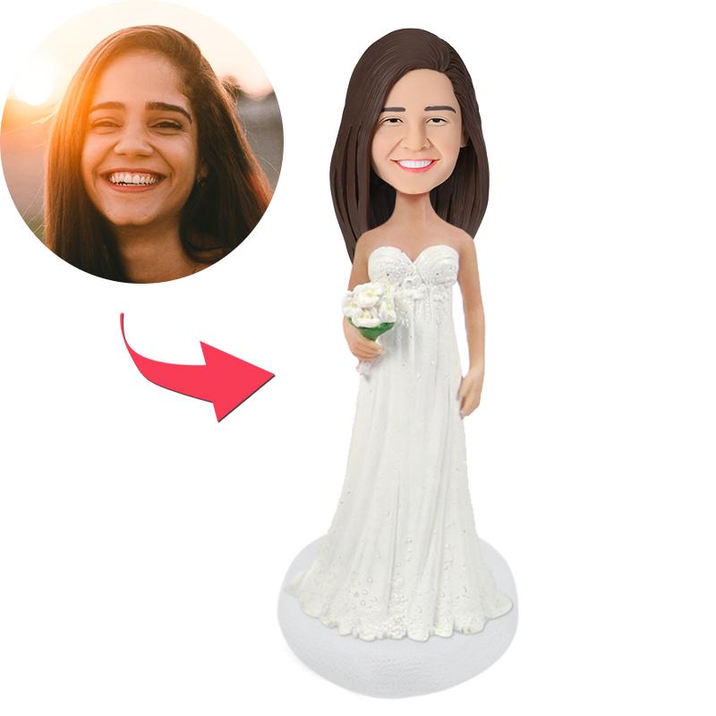 Beautiful Bride Wedding Custom Bobblehead With Engraved Text