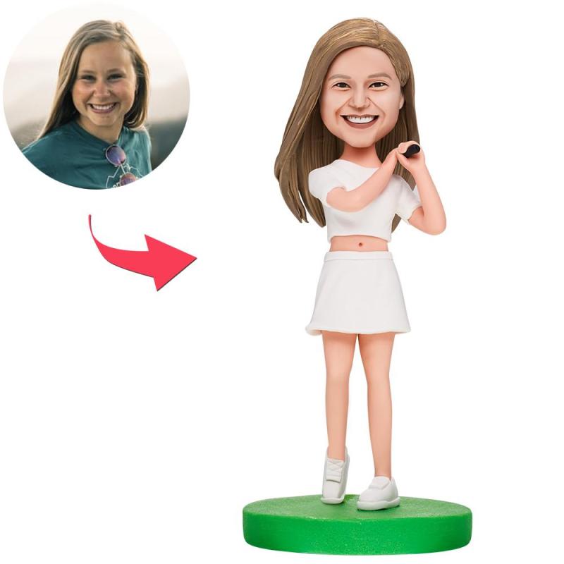 My Custom Bobbleheads Female Golfer With Engraved Text