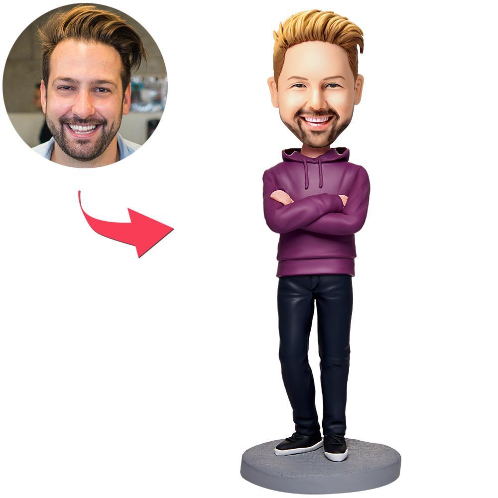 Purple Clothes Student Custom Bobblehead With Engraved Text