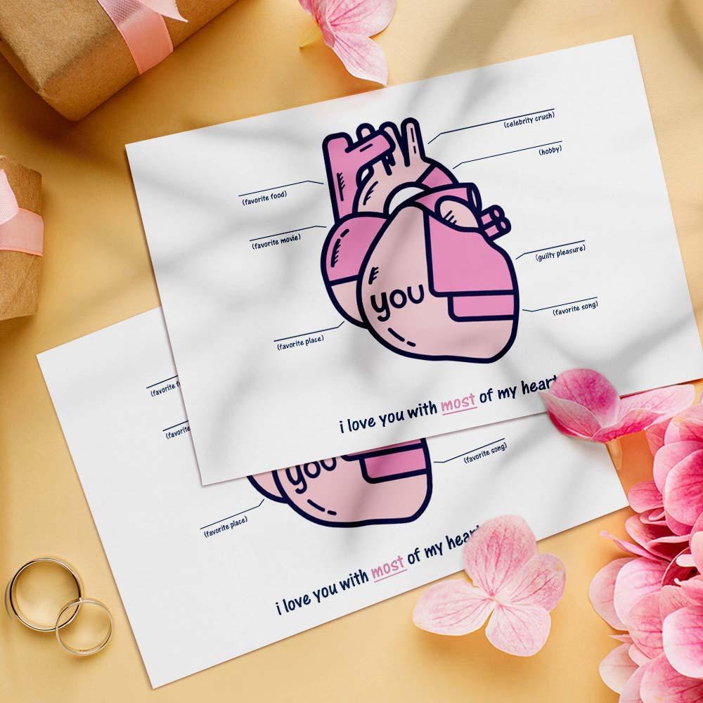 You're On My Heart Valentine's Day Gift Card Anniversary Card