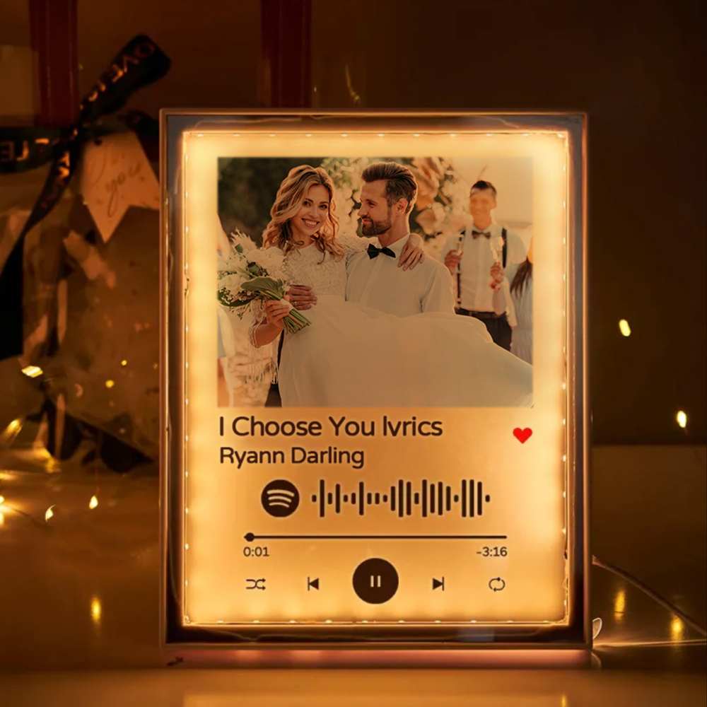 Custom Spotify Code Plaque Keychain Custom Photo Mirror Night Light Anniversary Gift