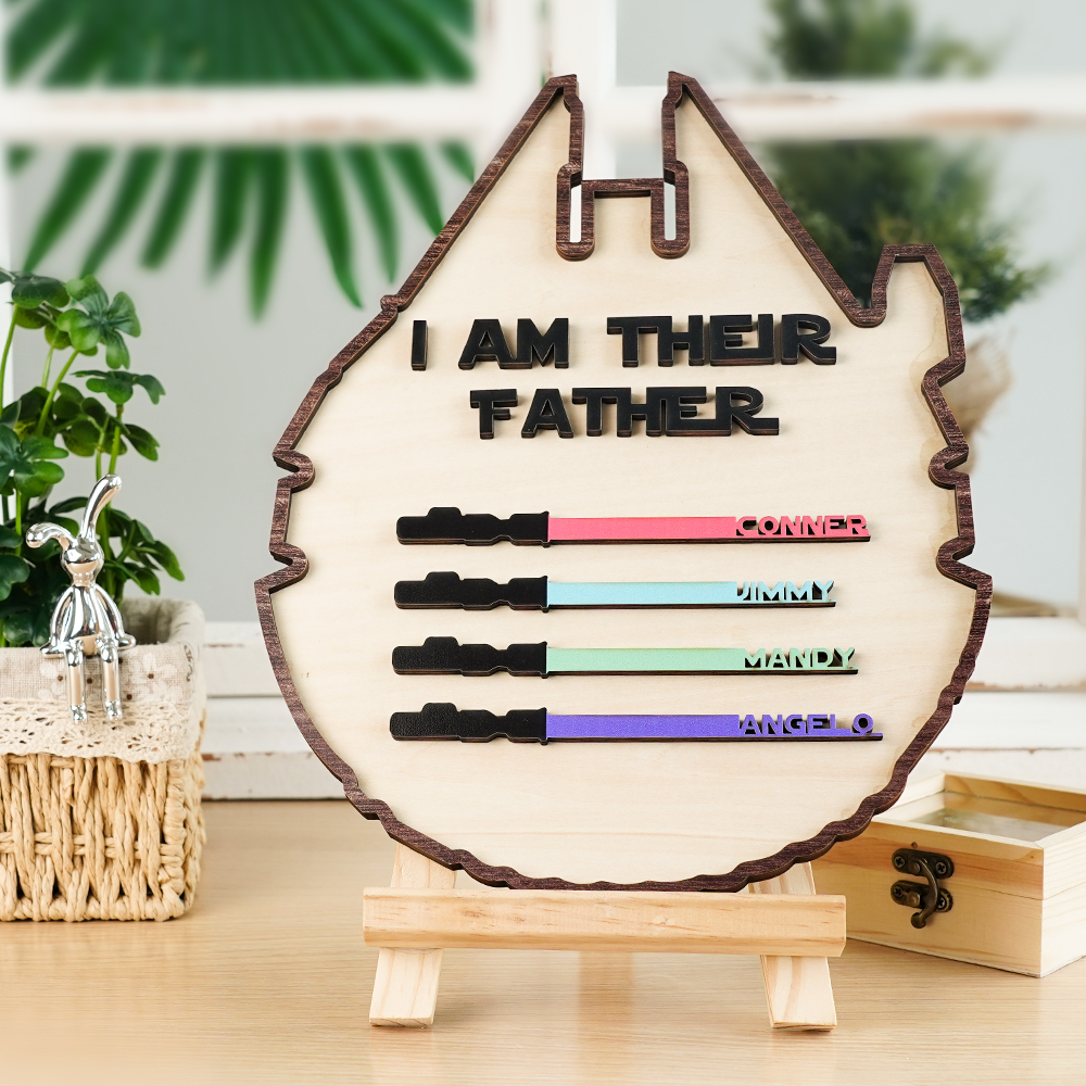 Personalized Lightsaber Plaque I Am Their Father Wooden Sign Father's