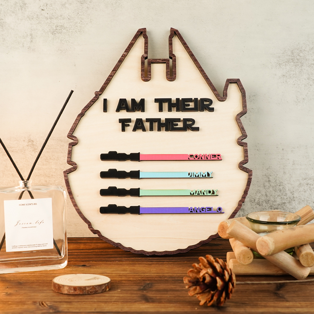 Gift For Father Custom Named Lightsaber Plaque I Am Their Father Wooden Sign Gift