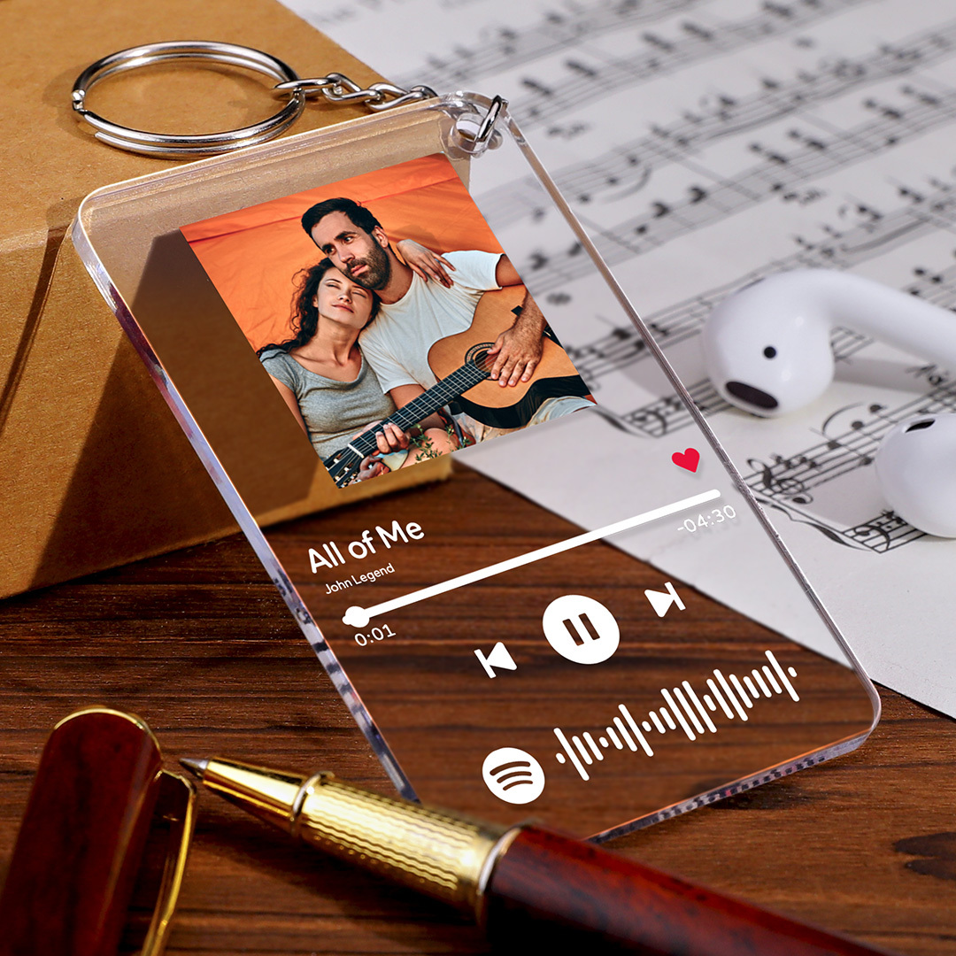 Custom Anniversary Spotify Code Music Keychain Anniversary Gifts for Boyfriend