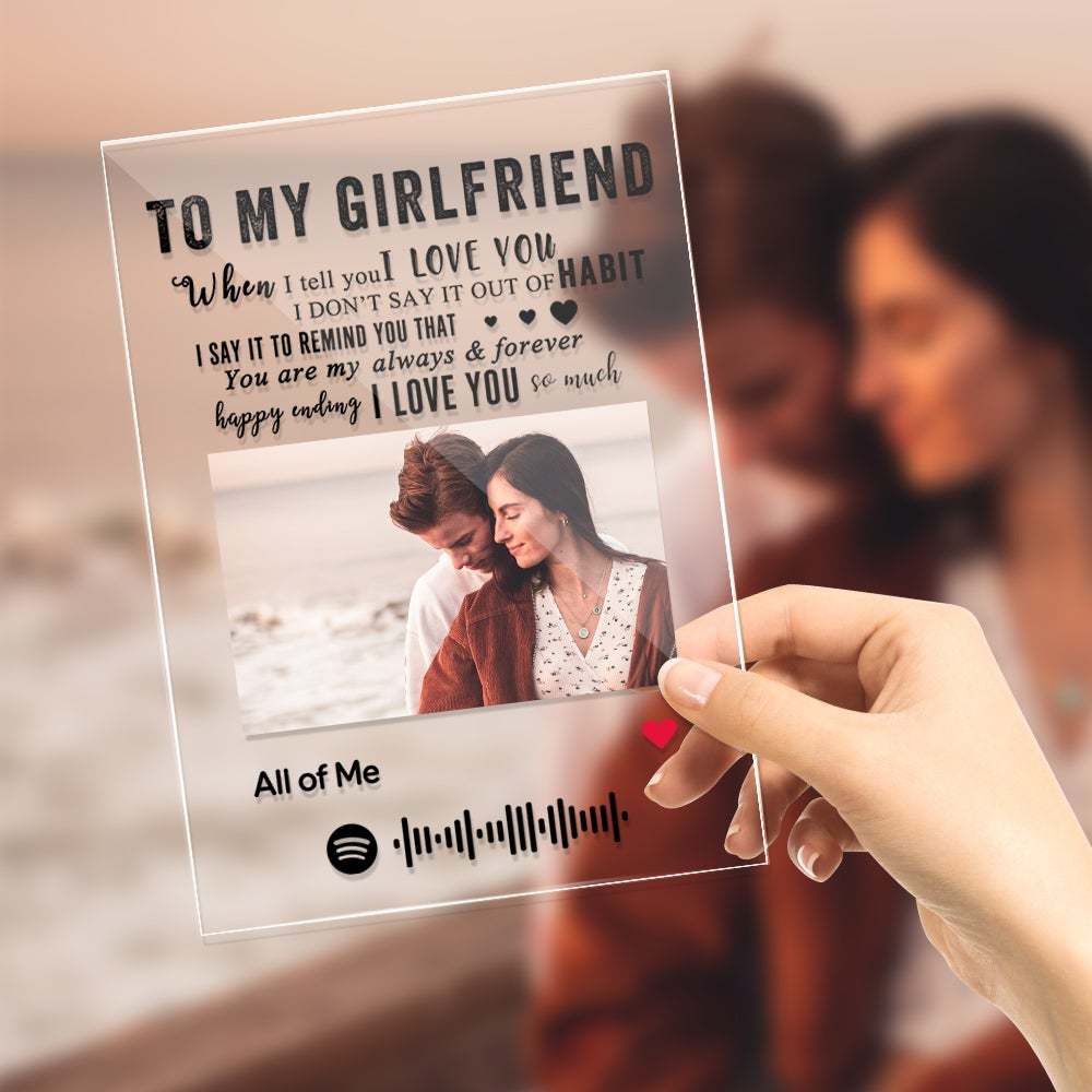TO MY GIRLFRIEND - Personalized Spotify Code Music Plaque(4.7in x 6.3in)Valentine's Day Gifts