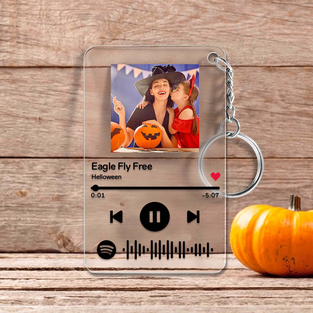 Custom Acrylic Spotify Code Music Keychain Halloween Gift