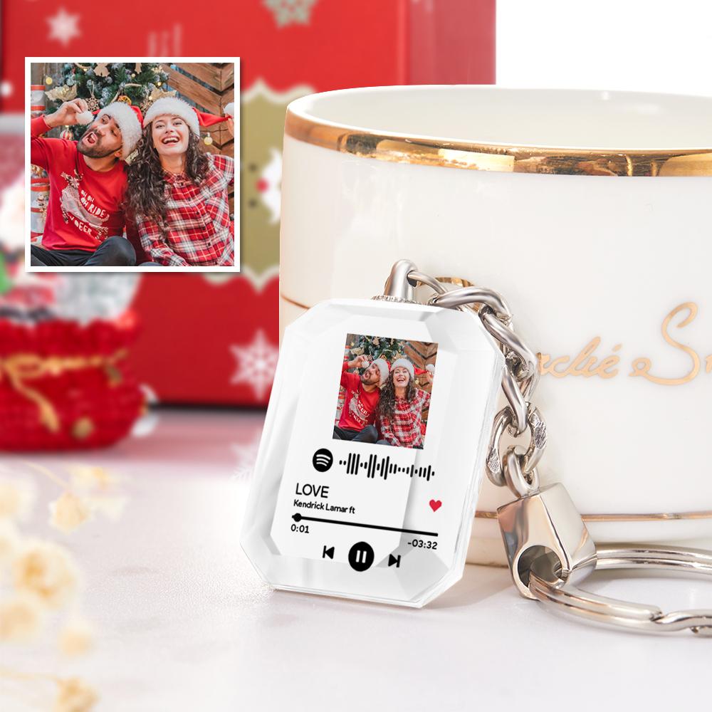 Custom Spotify Code Crystal Keychain | Your Photo Keychain Christmas Gifts