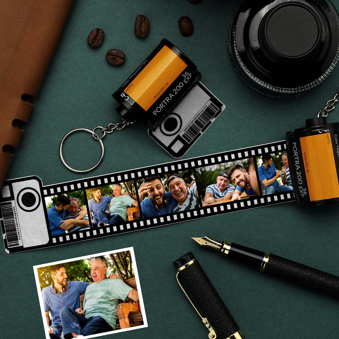 Gift For Dad Custom Keychain Multiphoto Colorful Camera Roll Keychain Romantic Customize Gifts