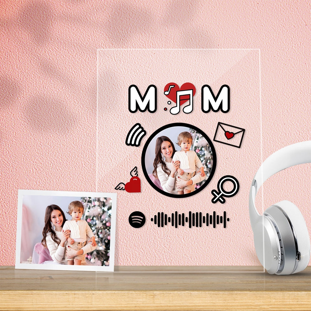 Custom Scannable Spotify Code Acrylic Music Plaque Heart-shaped Mother's Day Gift