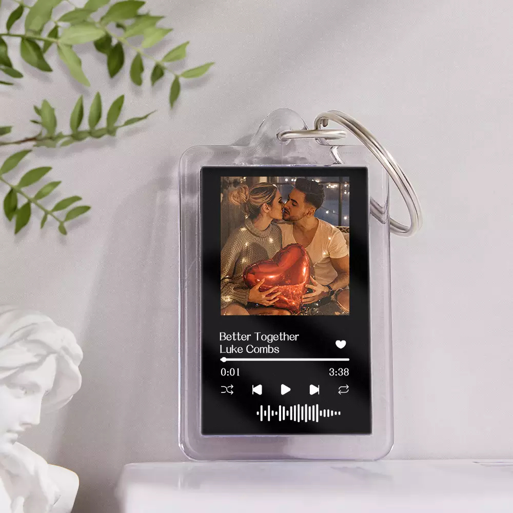 Gift For Lover Custom Music Glass Code Keychain 14 Colors Available