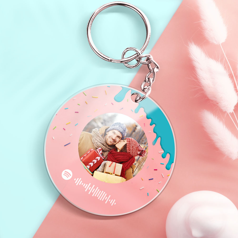 Christmas Gift Custom Spotify Album Record Keychain Personalized Music Record Keychain