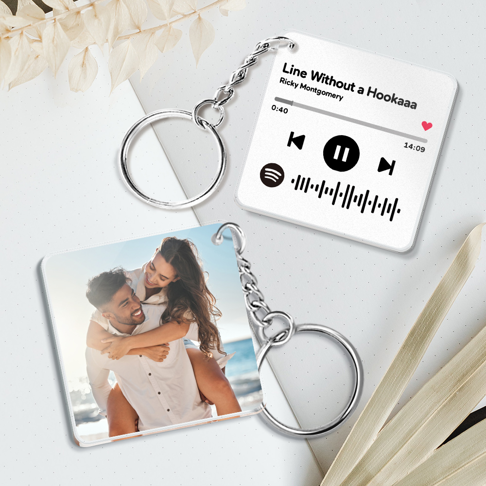 Custom Double Sided Acrylic Spotify Keychain Personalized Photo Scannable Keychain Gift for Lover