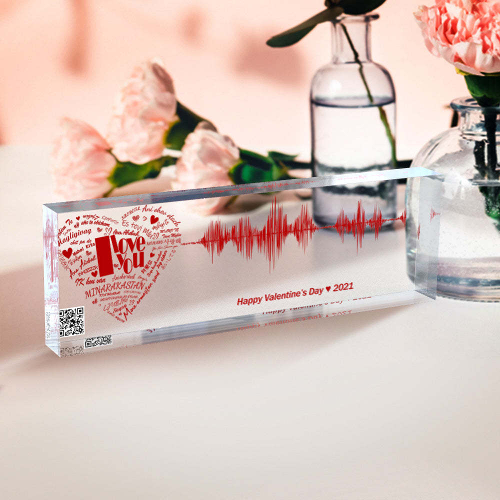 Custom Personal Recording or Song on Acrylic Block Personalized Soundwave Art Print Ornament Gift
