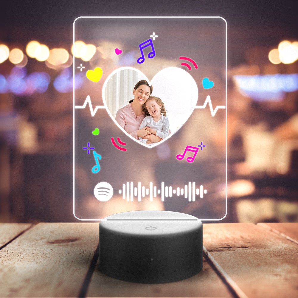 Custom Spotify Night Light with 7 Colors Personalized Night Light Heart-Gift For Mom