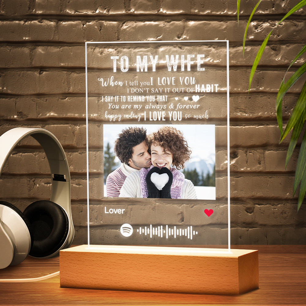 TO MY WIFE - Personalized Spotify Code Music Plaque Night Light(4.7in x 7.1in)