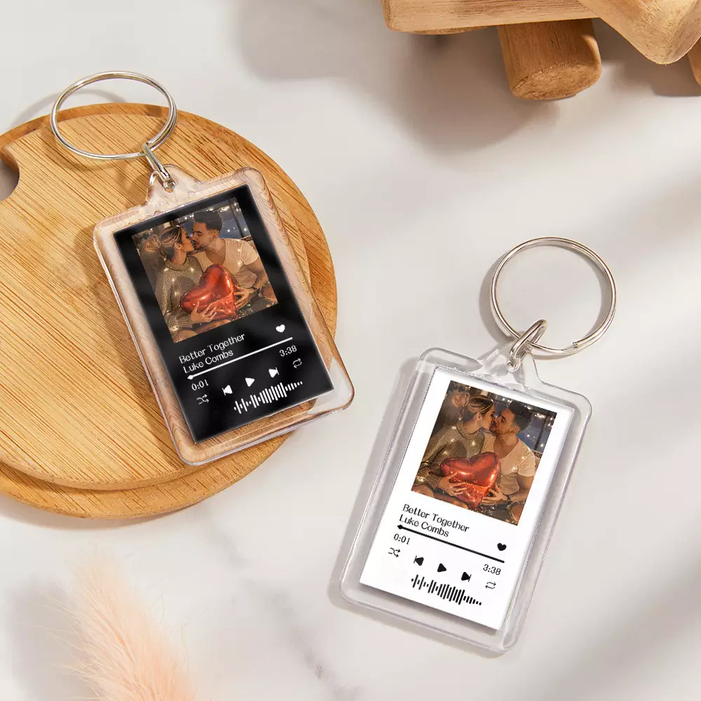Gift For Lover Custom Music Glass Code Keychain 14 Colors Available