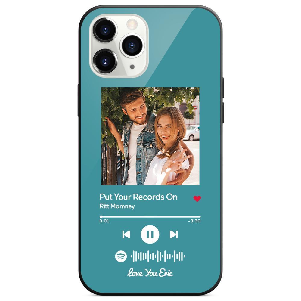 Custom Spotify Code Music iphone Case With Text - Light Blue