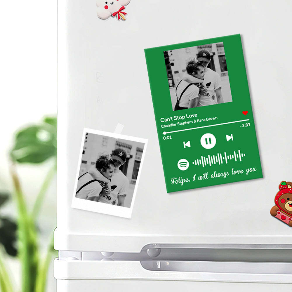 Custom Spotify Code Music Song Fridge Magnet With Text - Green