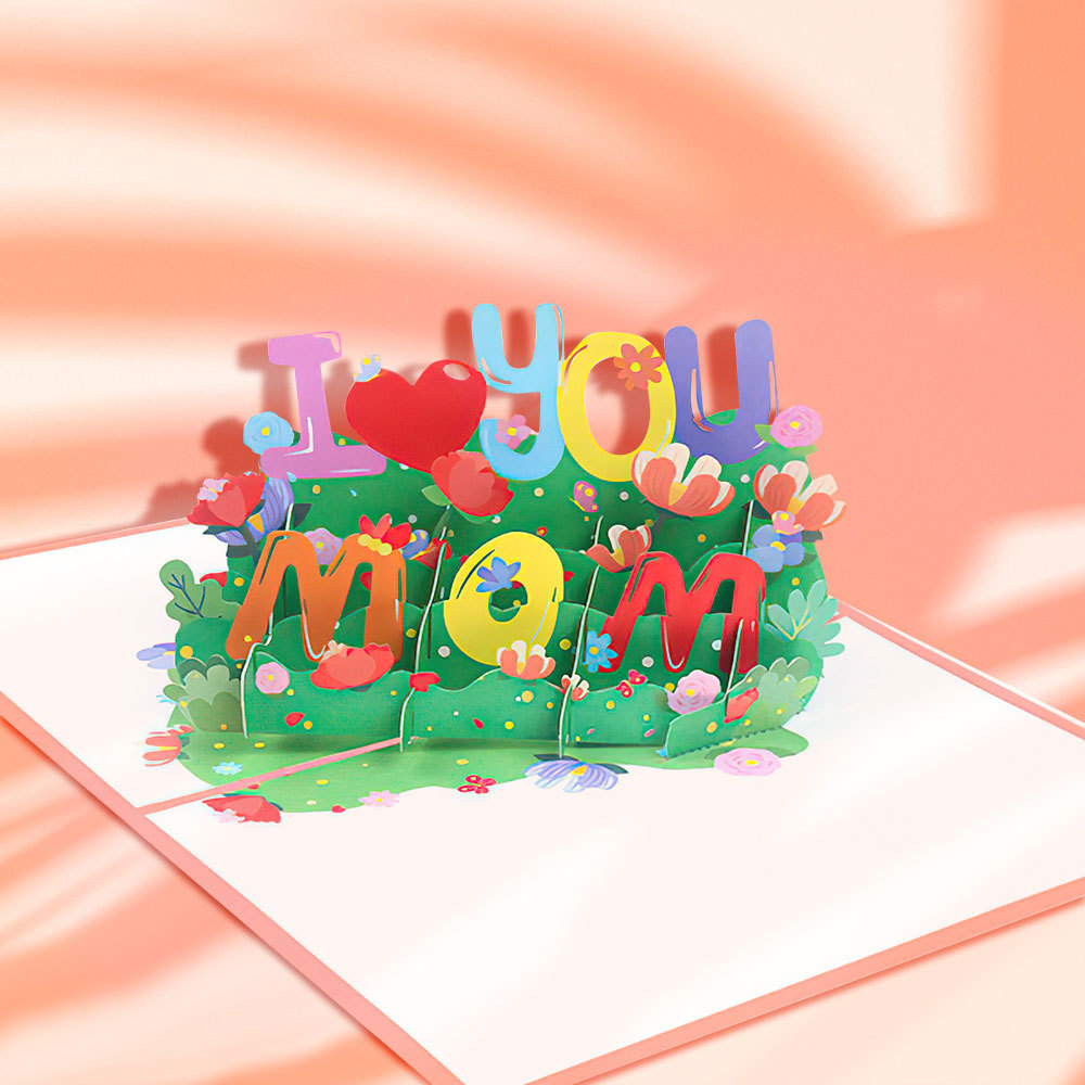 Mother's Day Card I Love You Mom 3D Pop Up Greeting Card for Her